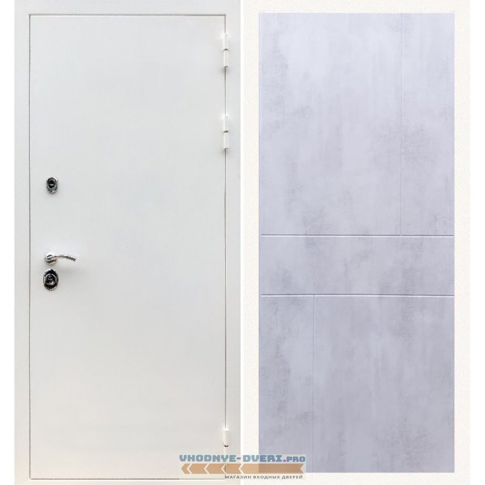 Входная дверь REX (Рекс) 5 белая шагрень ФЛ-290 бетон светлый