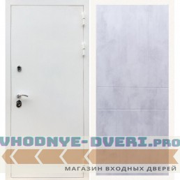 Входная дверь REX (Рекс) 5 белая шагрень ФЛ-290 бетон светлый