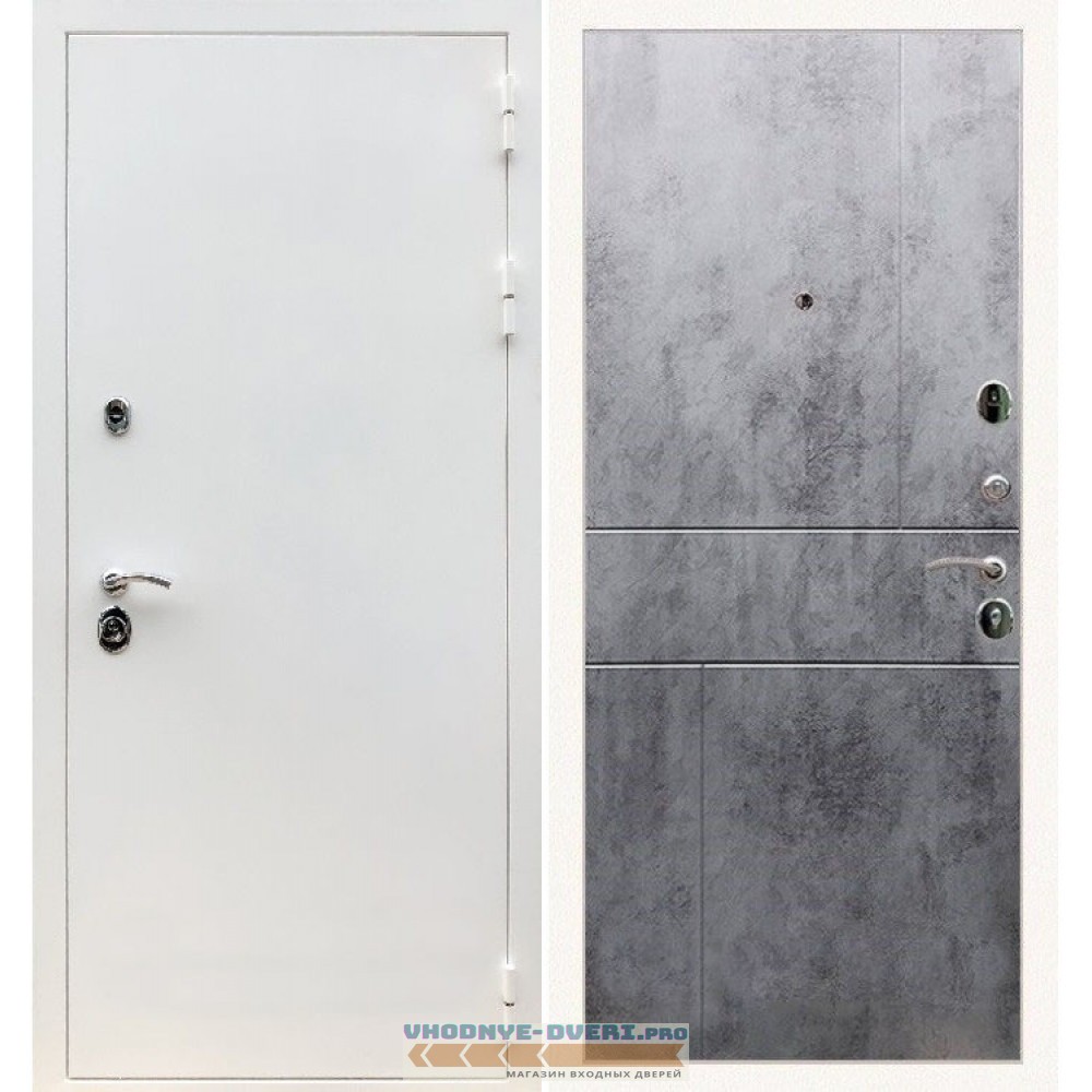 Входная дверь REX (Рекс) 5 белая шагрень ФЛ-290 бетон темный