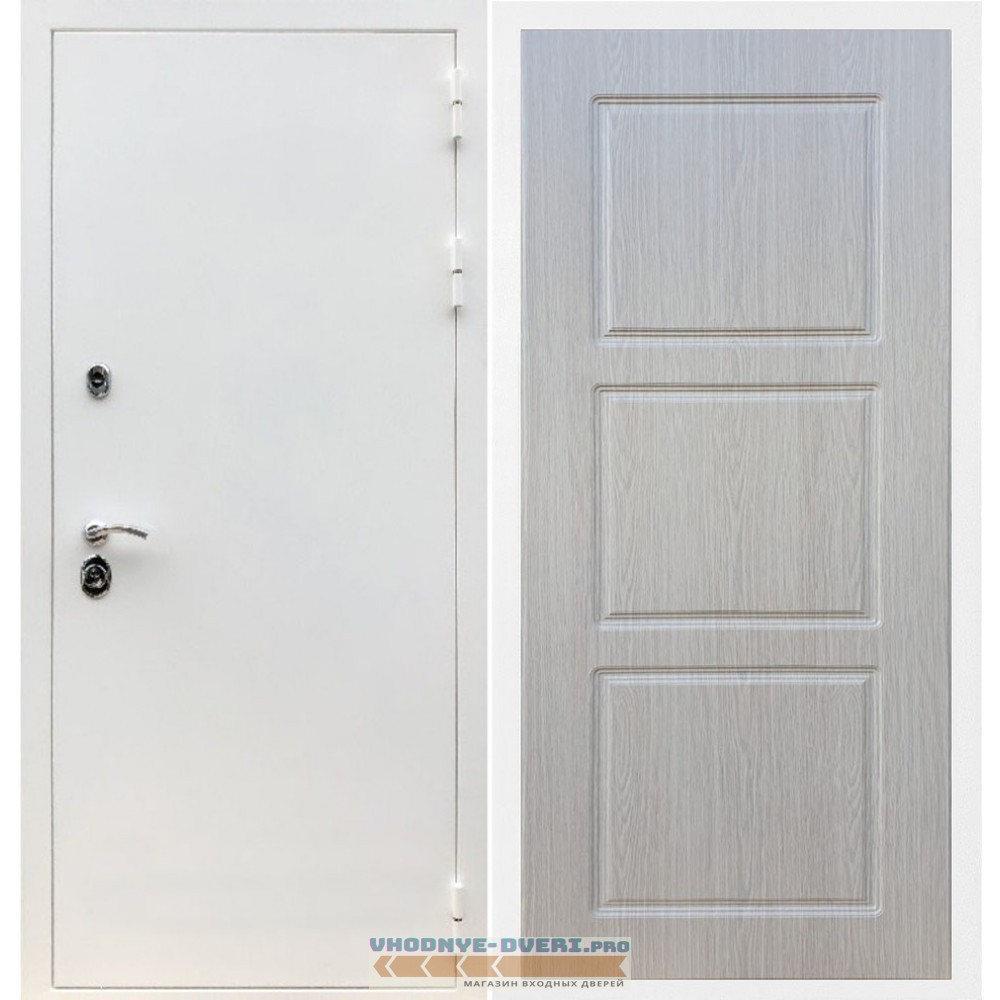 Входная дверь REX (Рекс) 5 белая шагрень ФЛ-3 беленый дуб