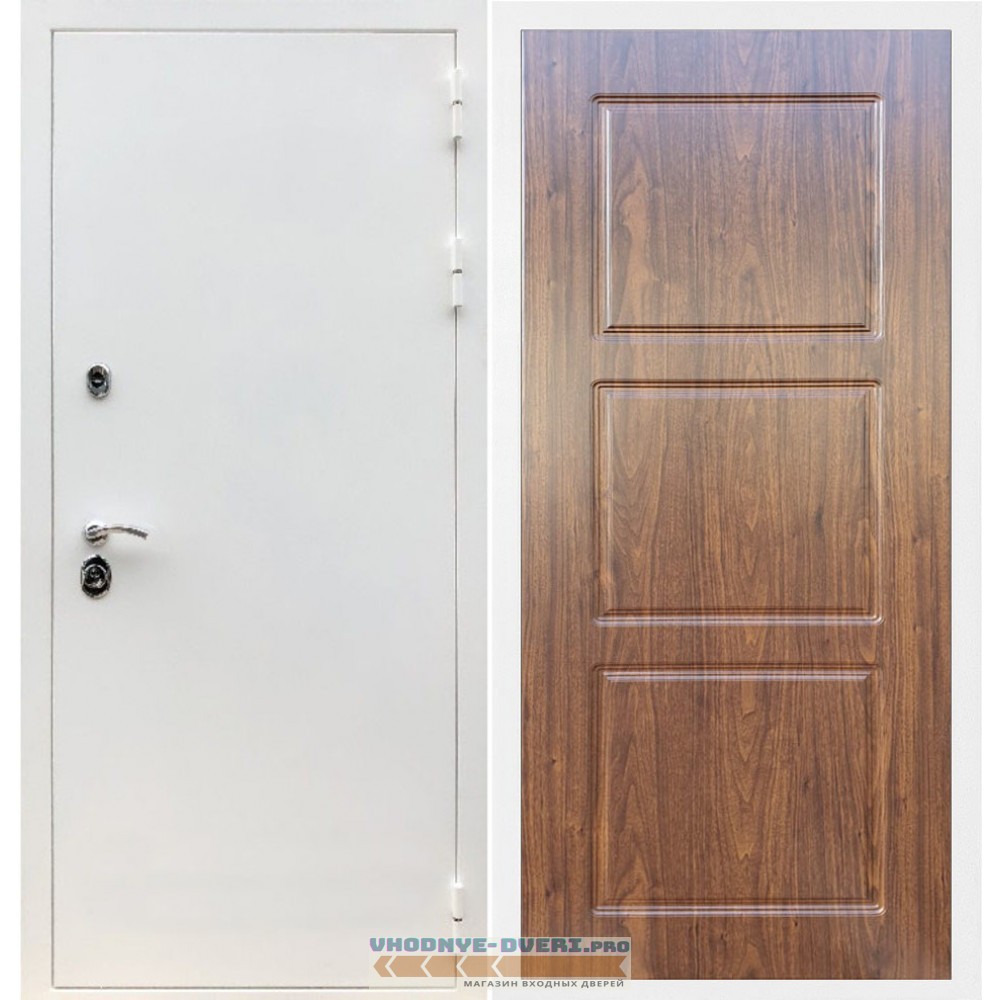 Входная дверь REX (Рекс) 5 белая шагрень ФЛ-3 итальянский орех