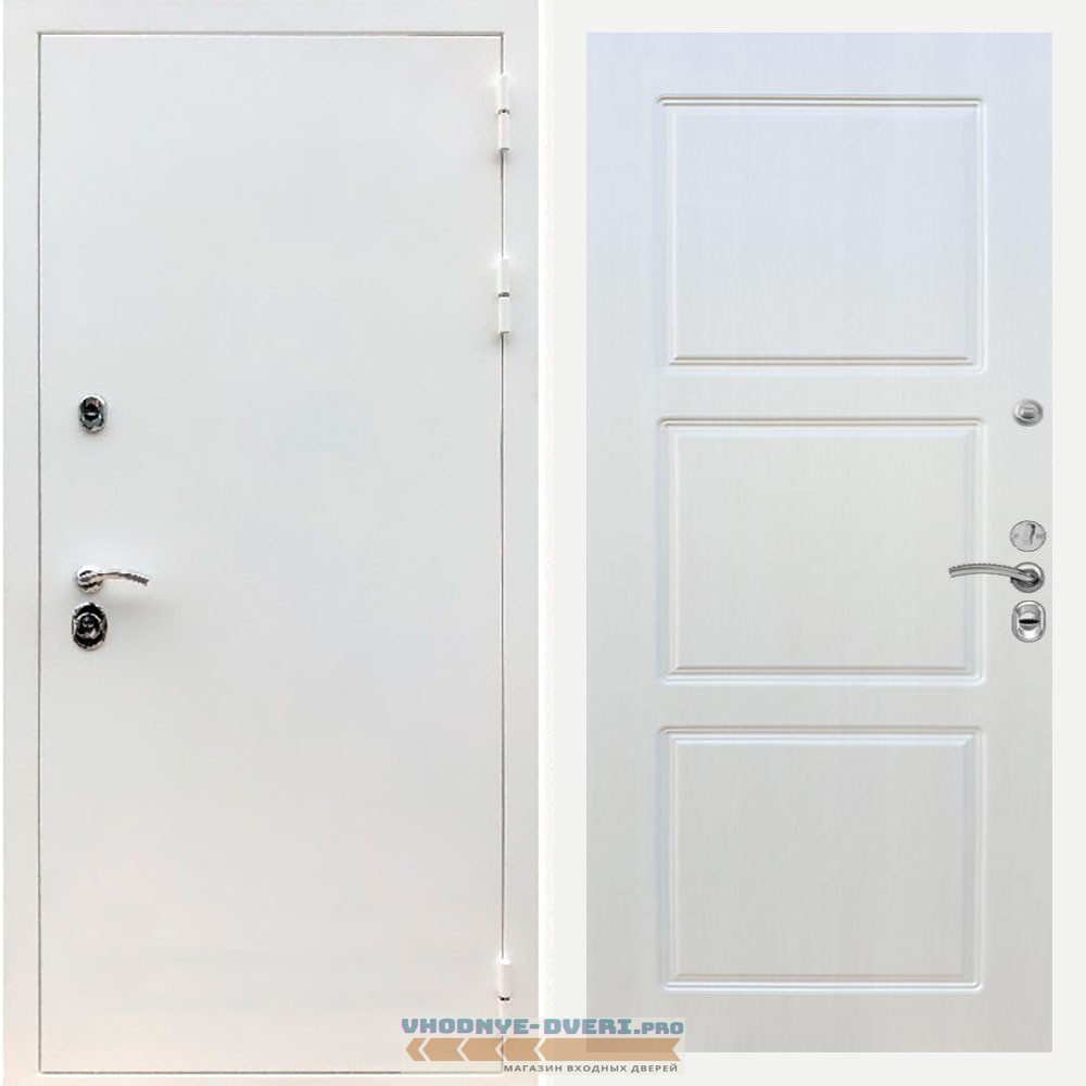 Входная дверь REX (Рекс) 5 белая шагрень ФЛ-3 Лиственница