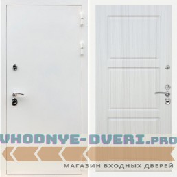 Входная дверь REX (Рекс) 5 белая шагрень ФЛ-3 Сандал светлый