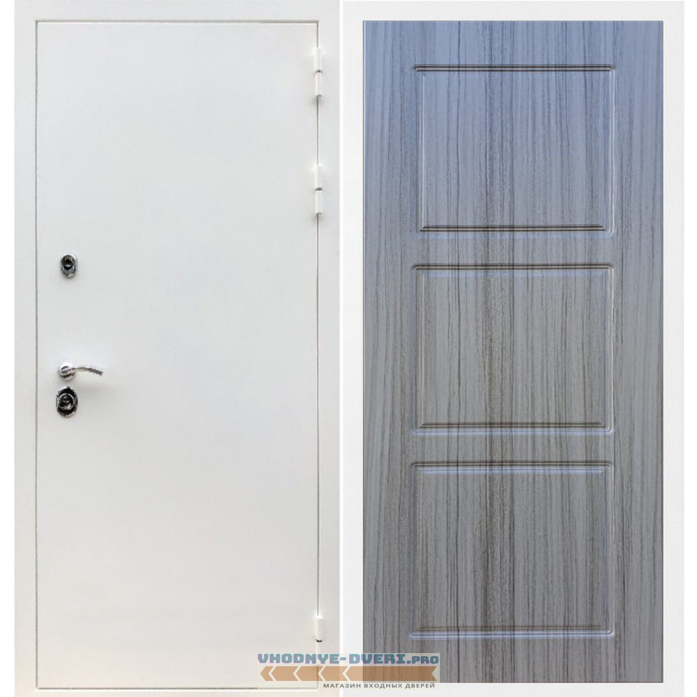 Входная дверь REX (Рекс) 5 белая шагрень ФЛ-3 сандал серый