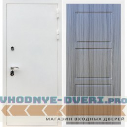 Входная дверь REX (Рекс) 5 белая шагрень ФЛ-3 сандал серый