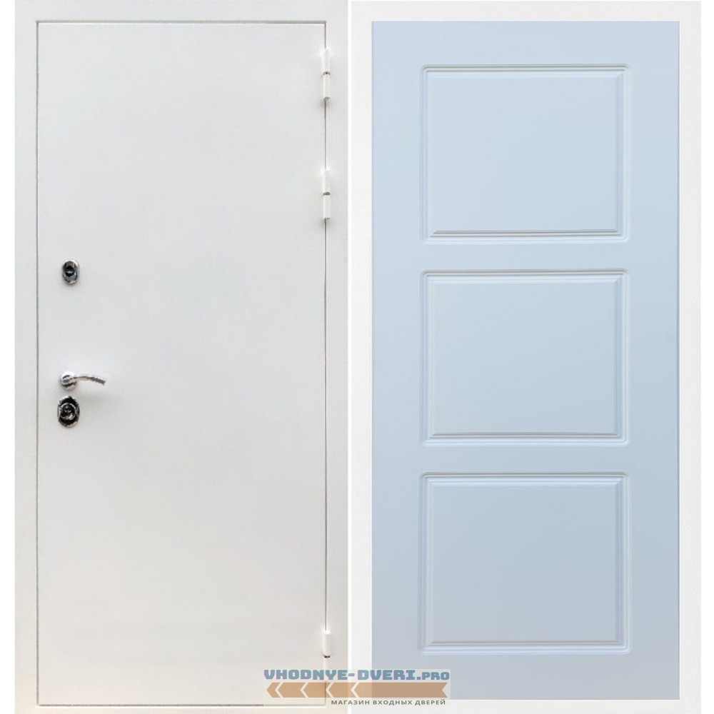 Входная дверь REX (Рекс) 5 белая шагрень ФЛ-4 беленый дуб