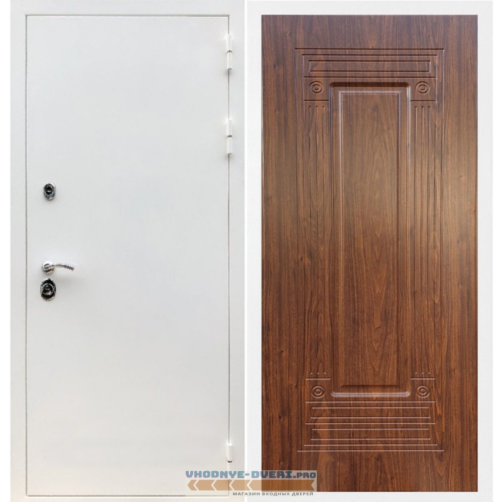 Входная дверь REX (Рекс) 5 белая шагрень ФЛ-4 итальянский орех