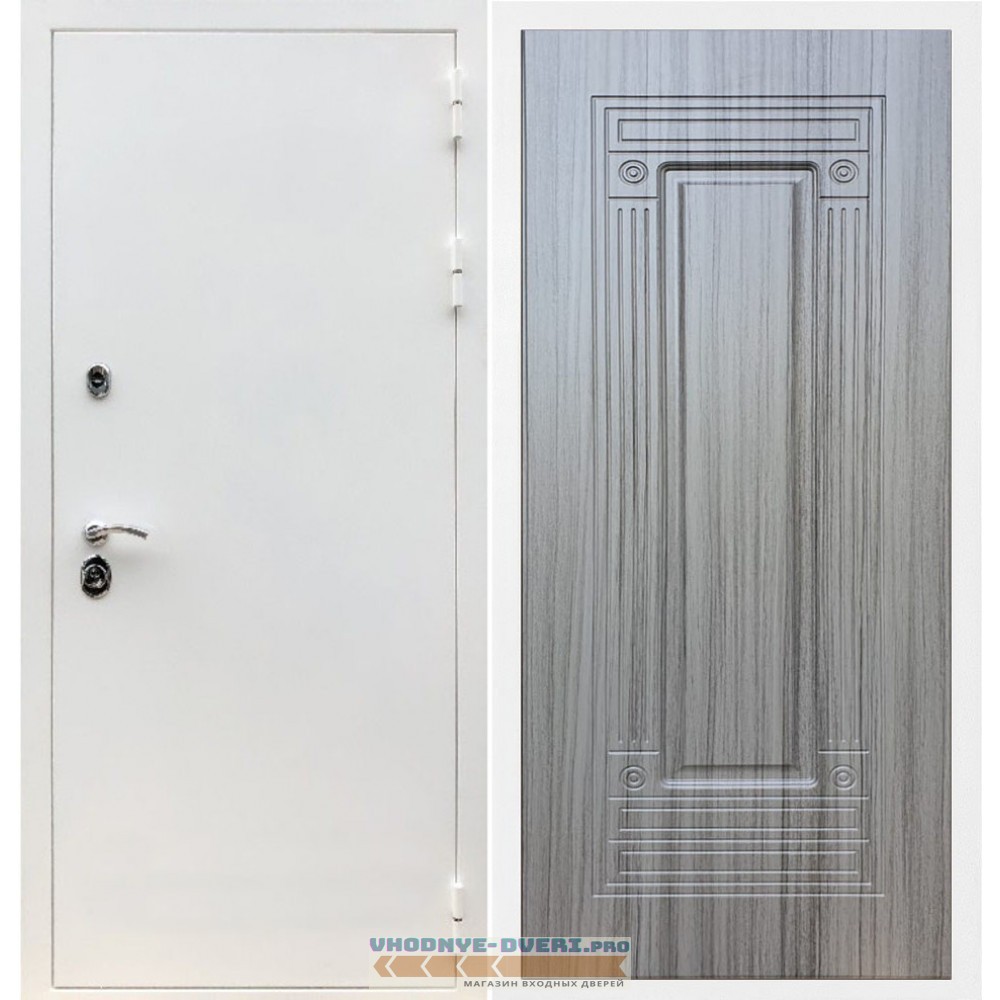 Входная дверь REX (Рекс) 5 белая шагрень ФЛ-4 сандал серый