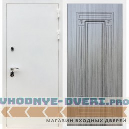 Входная дверь REX (Рекс) 5 белая шагрень ФЛ-4 сандал серый