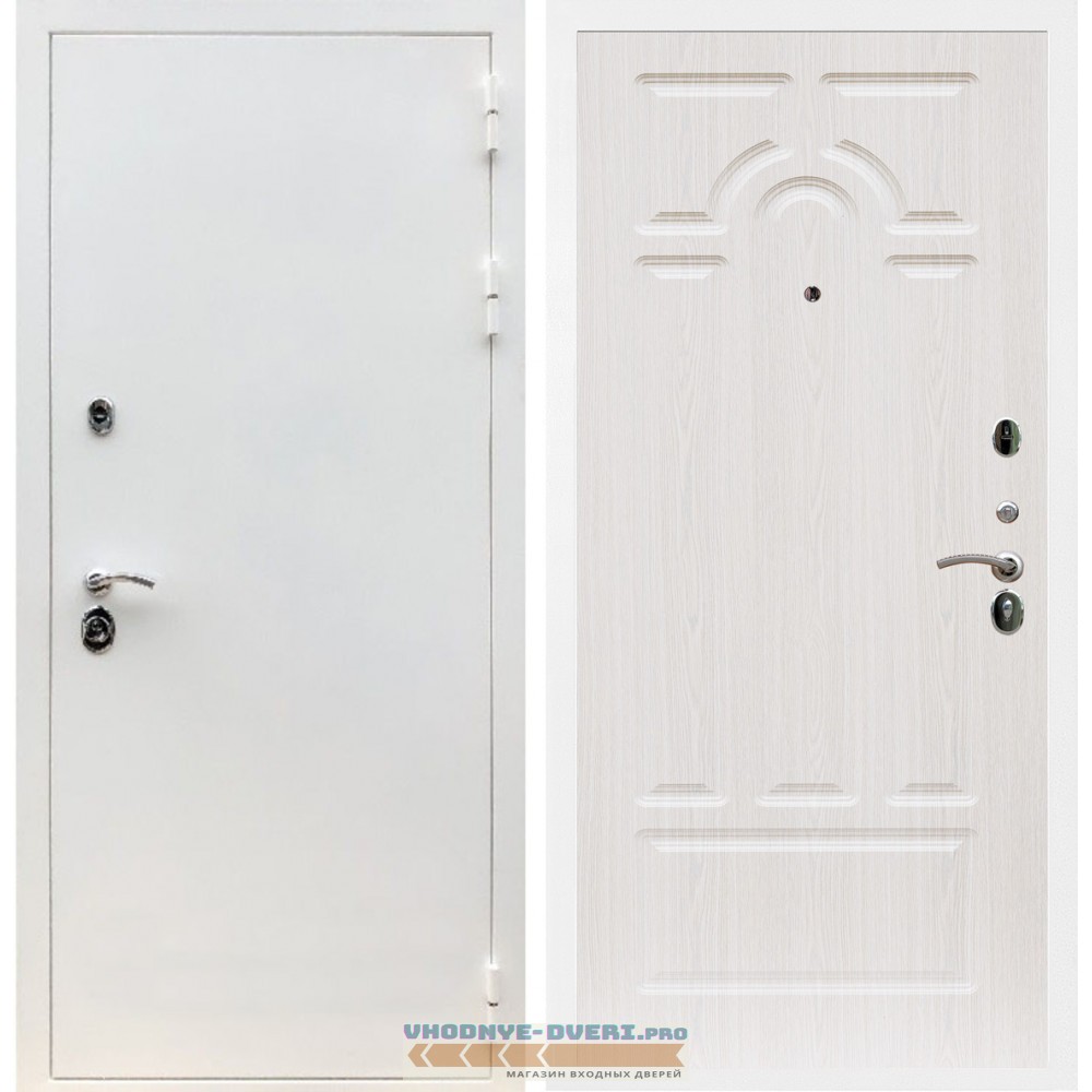 Входная дверь REX (Рекс) 5 белая шагрень ФЛ-58 Беленый дуб