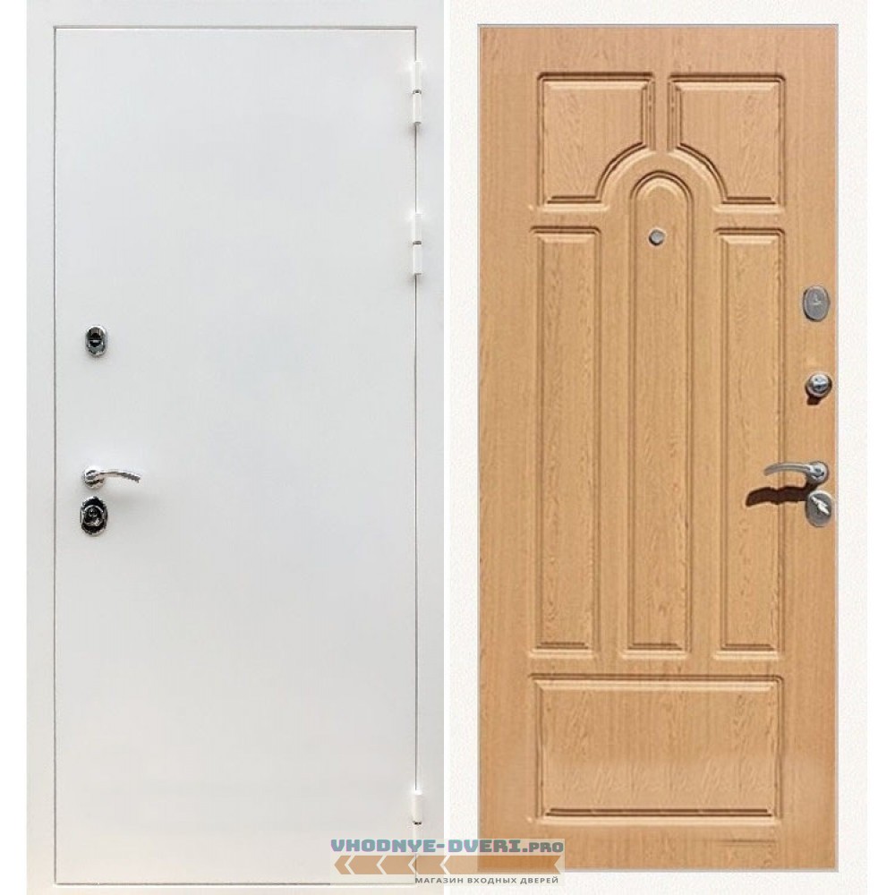 Входная дверь REX (Рекс) 5 белая шагрень ФЛ-58 дуб светлый