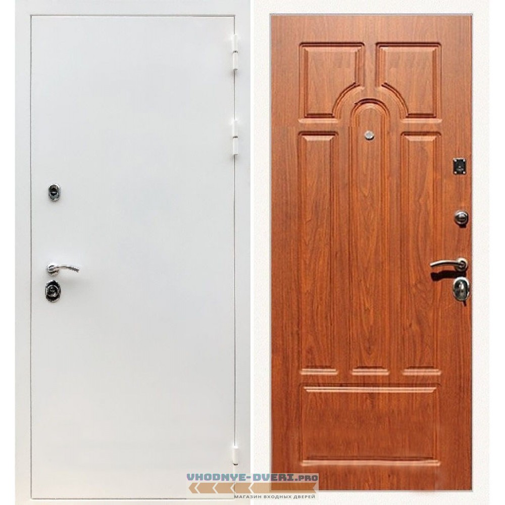 Входная дверь REX (Рекс) 5 белая шагрень ФЛ-58 орех