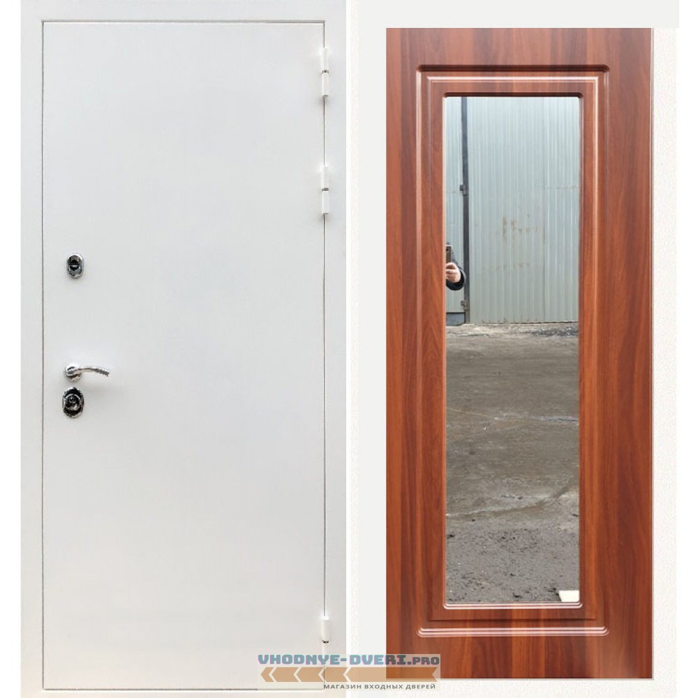 Входная дверь REX (Рекс) 5 белая шагрень ФЛЗ-120 итальянский орех