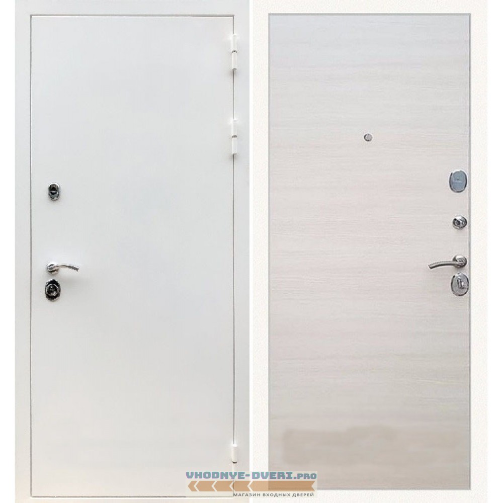 Входная дверь REX (Рекс) 5 белая шагрень гладкая акация светлая