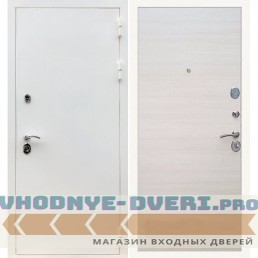 Входная дверь REX (Рекс) 5 белая шагрень гладкая акация светлая