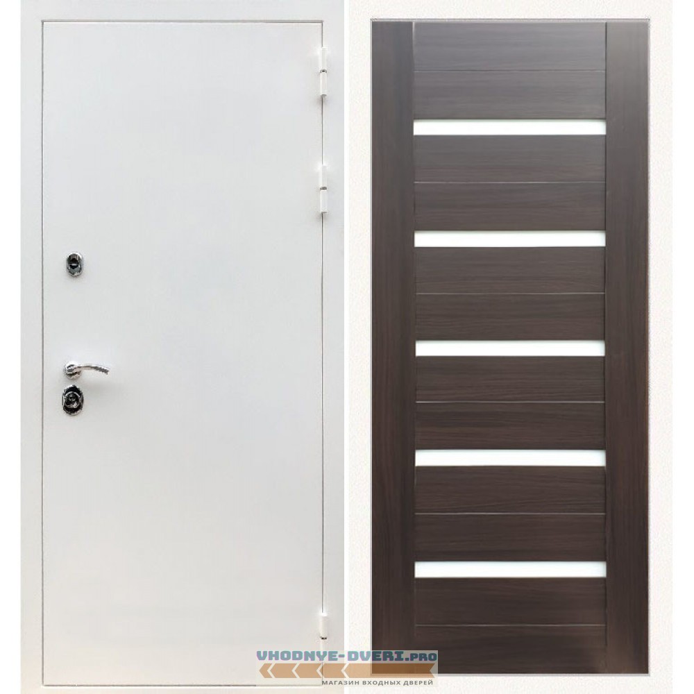 Входная дверь REX (Рекс) 5 белая шагрень сб-14 эковенге белое стекло