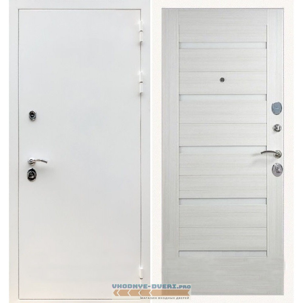 Входная дверь REX (Рекс) 5 белая шагрень сб-14 лиственница беж. белое стекло