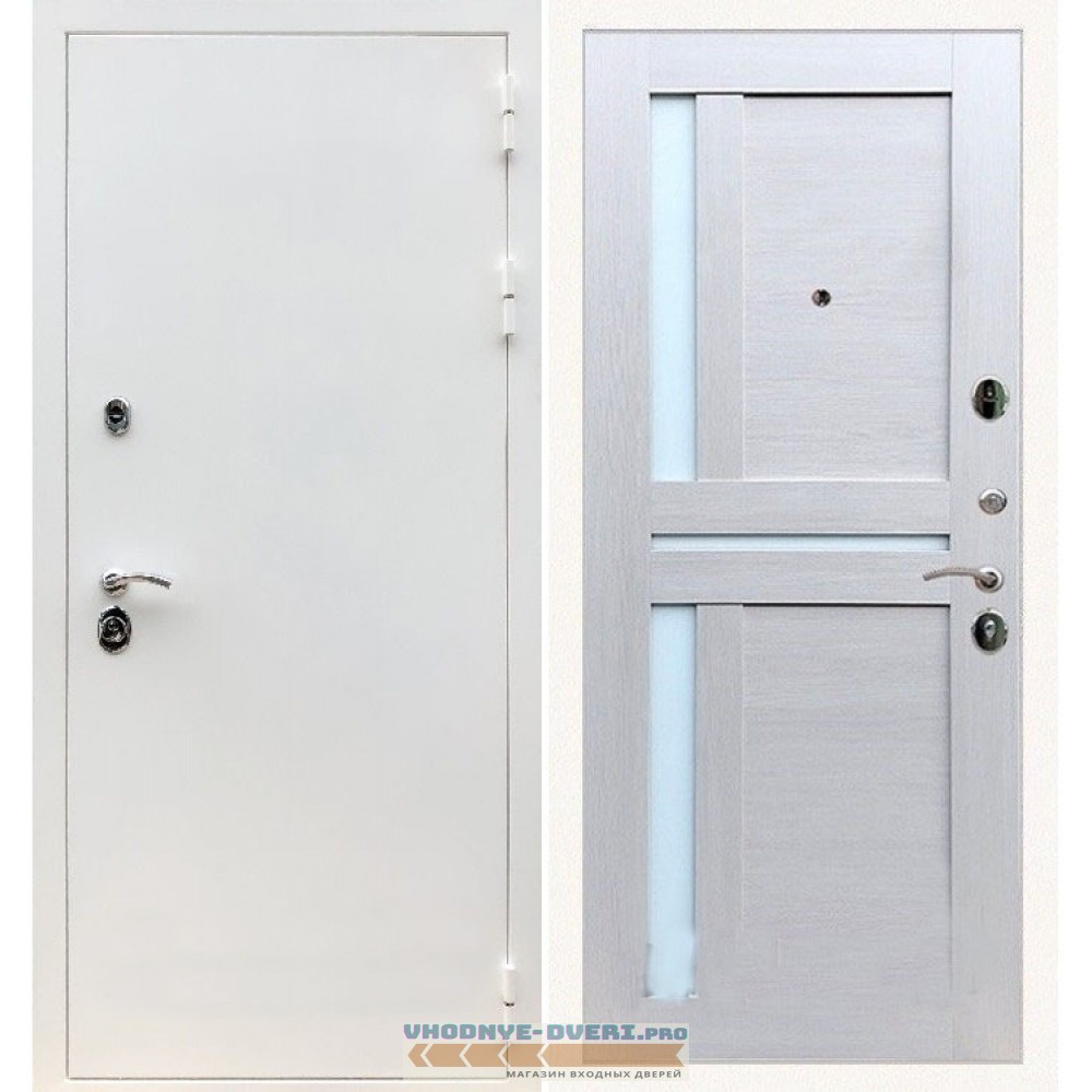 Входная дверь REX (Рекс) 5 белая шагрень сб-18 лиственница бежевая