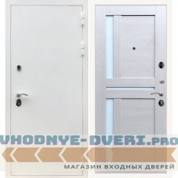 Входная дверь REX (Рекс) 5 белая шагрень сб-18 лиственница бежевая