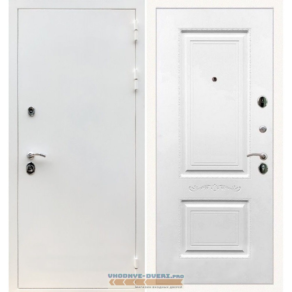 Входная дверь REX (Рекс) 5 белая шагрень смальта 04 белый матовый