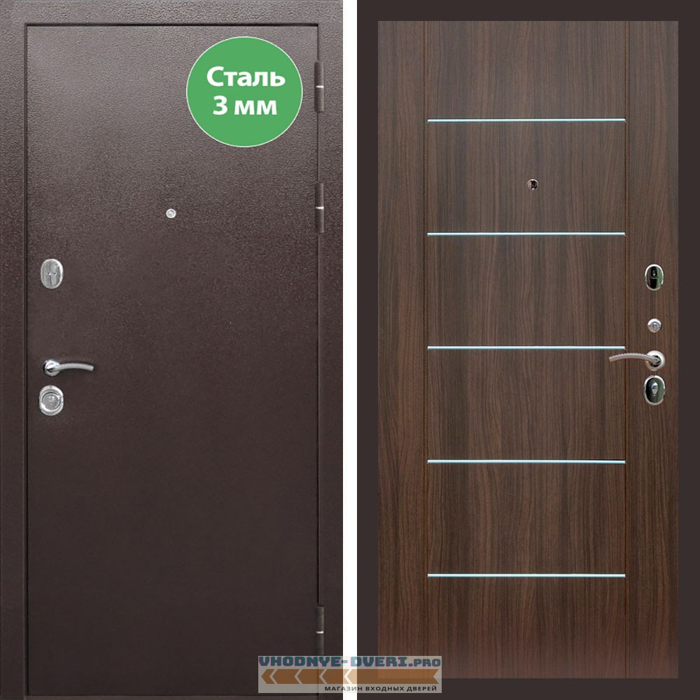 Входная дверь REX (Рекс) 5 металл 3мм медный антик B03 молдинги эковенге