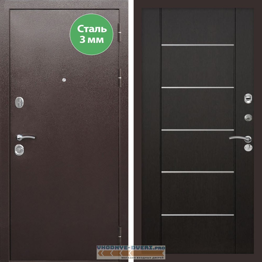 Входная дверь REX (Рекс) 5 металл 3мм медный антик B03 молдинги венге