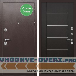 Входная дверь REX (Рекс) 5 металл 3мм медный антик B03 молдинги венге