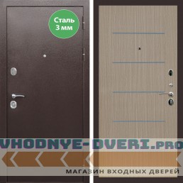 Входная дверь REX (Рекс) 5 металл 3мм медный антик B03 молдинги венге светлый