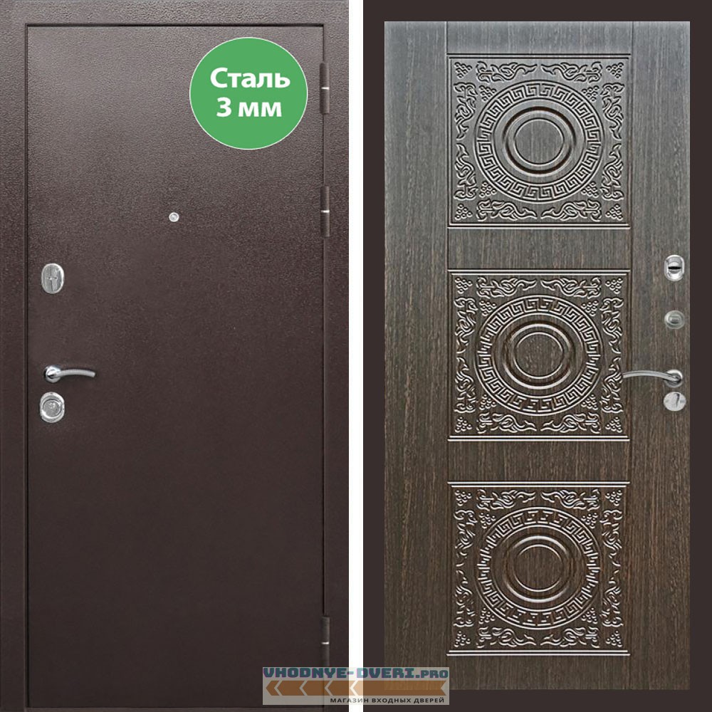 Входная дверь REX (Рекс) 5 металл 3мм медный антик д-18 венге