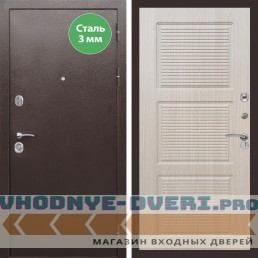 Входная дверь REX (Рекс) 5 металл 3мм медный антик ФЛ-1 беленый дуб