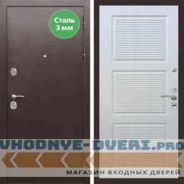 Входная дверь REX (Рекс) 5 металл 3мм медный антик ФЛ-1 Лиственница