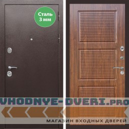 Входная дверь REX (Рекс) 5 металл 3мм медный антик ФЛ-1 мореная берёза