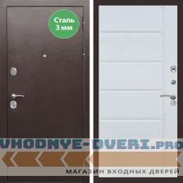 Входная дверь REX (Рекс) 5 металл 3мм медный антик ФЛ-102 Белый ясень