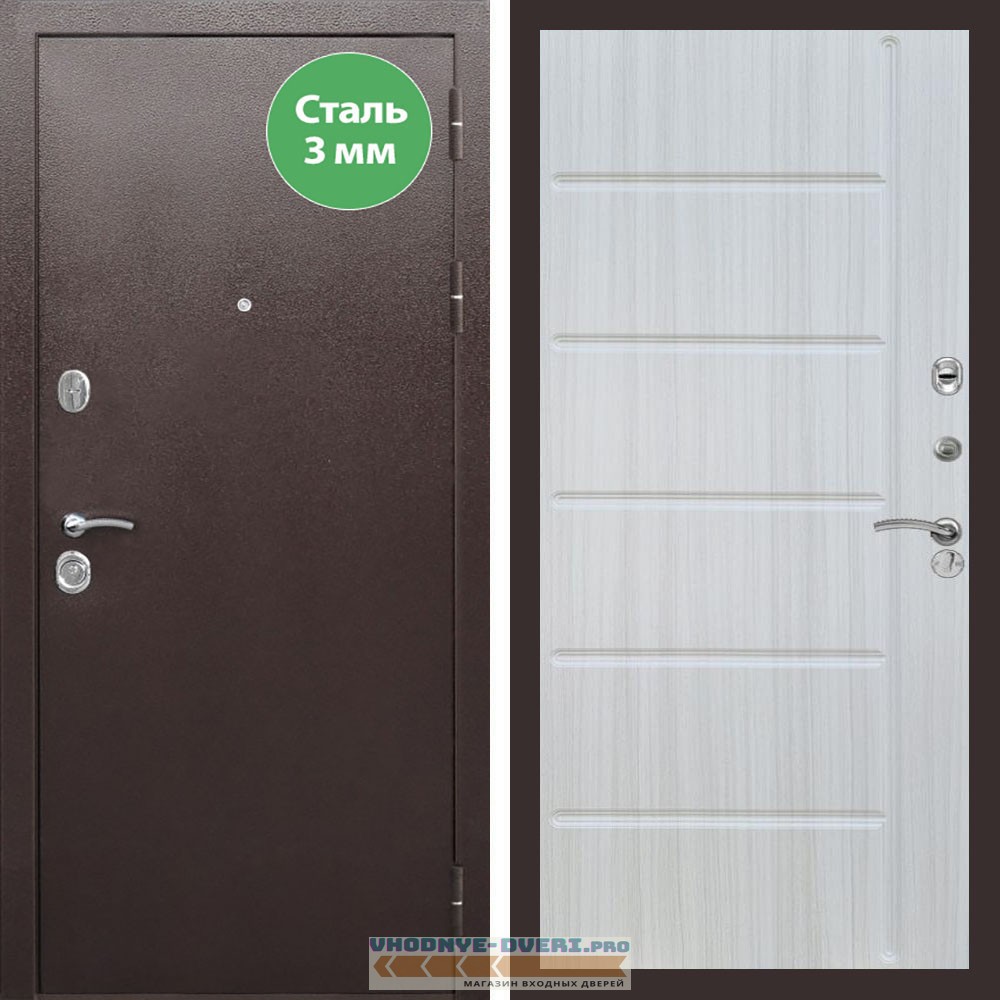 Входная дверь REX (Рекс) 5 металл 3мм медный антик ФЛ-102 Сандал светлый