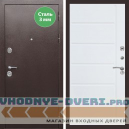 Входная дверь REX (Рекс) 5 металл 3мм медный антик ФЛ-102 Белый матовый