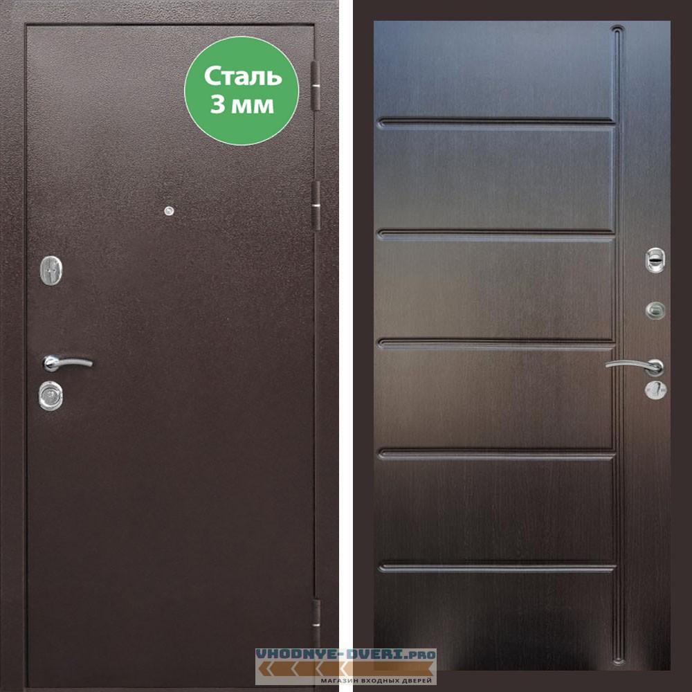 Входная дверь REX (Рекс) 5 металл 3мм медный антик ФЛ-102 Венге