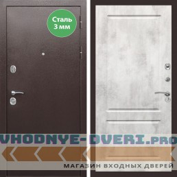 Входная дверь REX (Рекс) 5 металл 3мм медный антик ФЛ-117 бетон светлый