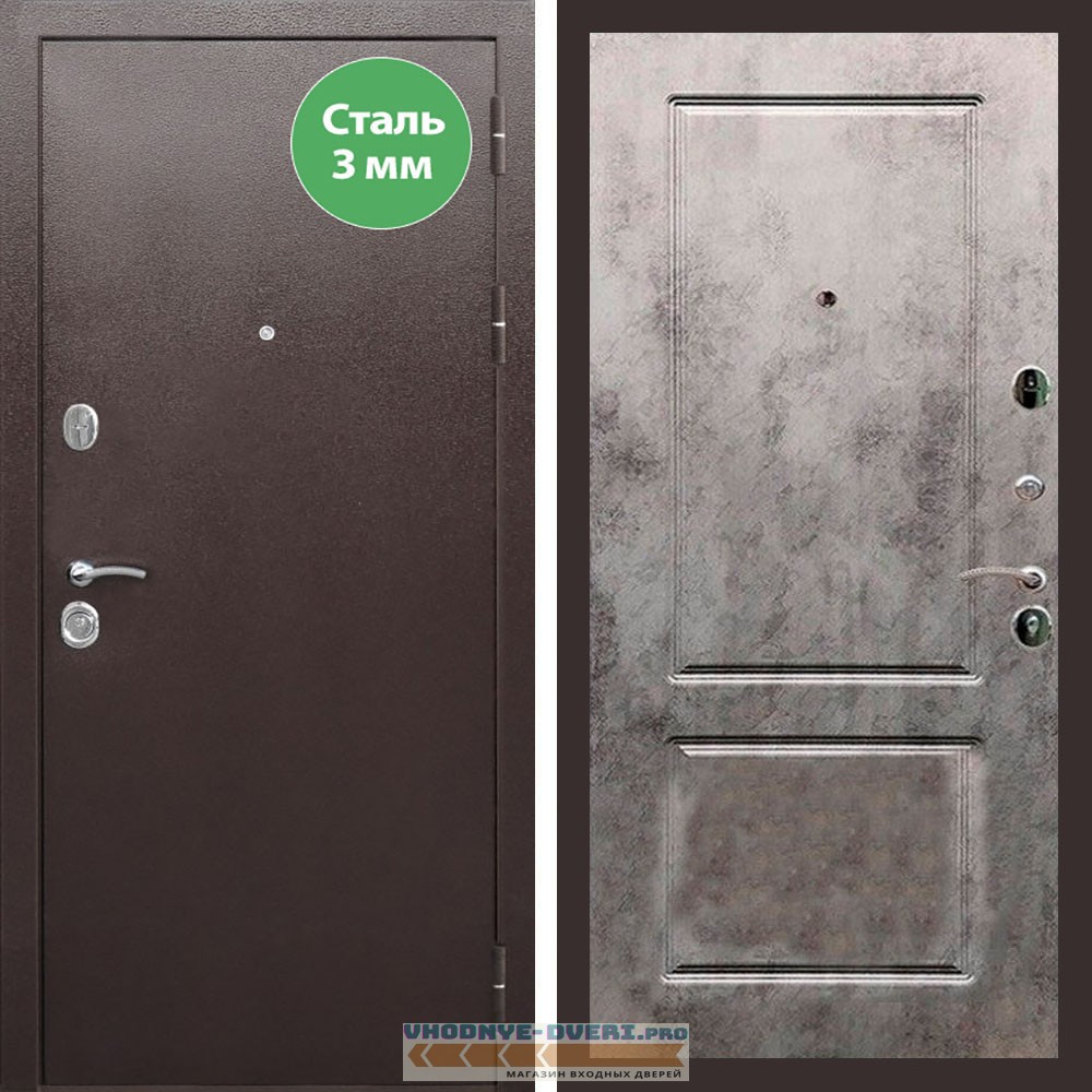 Входная дверь REX (Рекс) 5 металл 3мм медный антик ФЛ-117 бетон темный
