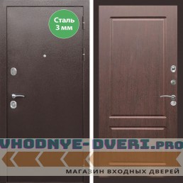 Входная дверь REX (Рекс) 5 металл 3мм медный антик ФЛ-117 орех премиум