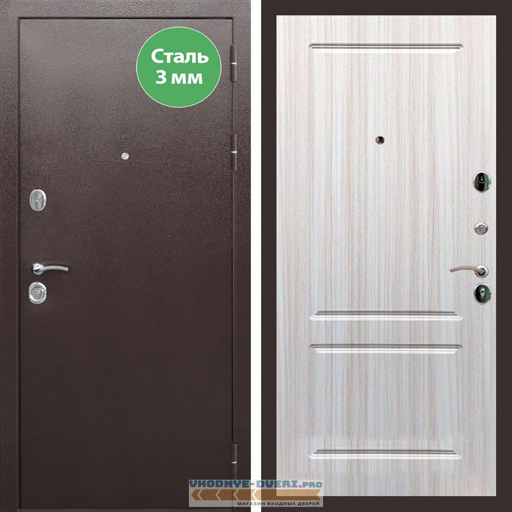 Входная дверь REX (Рекс) 5 металл 3мм медный антик ФЛ-117 сандал светлый