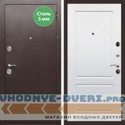 Входная дверь REX (Рекс) 5 металл 3мм медный антик ФЛ-117 белый матовый