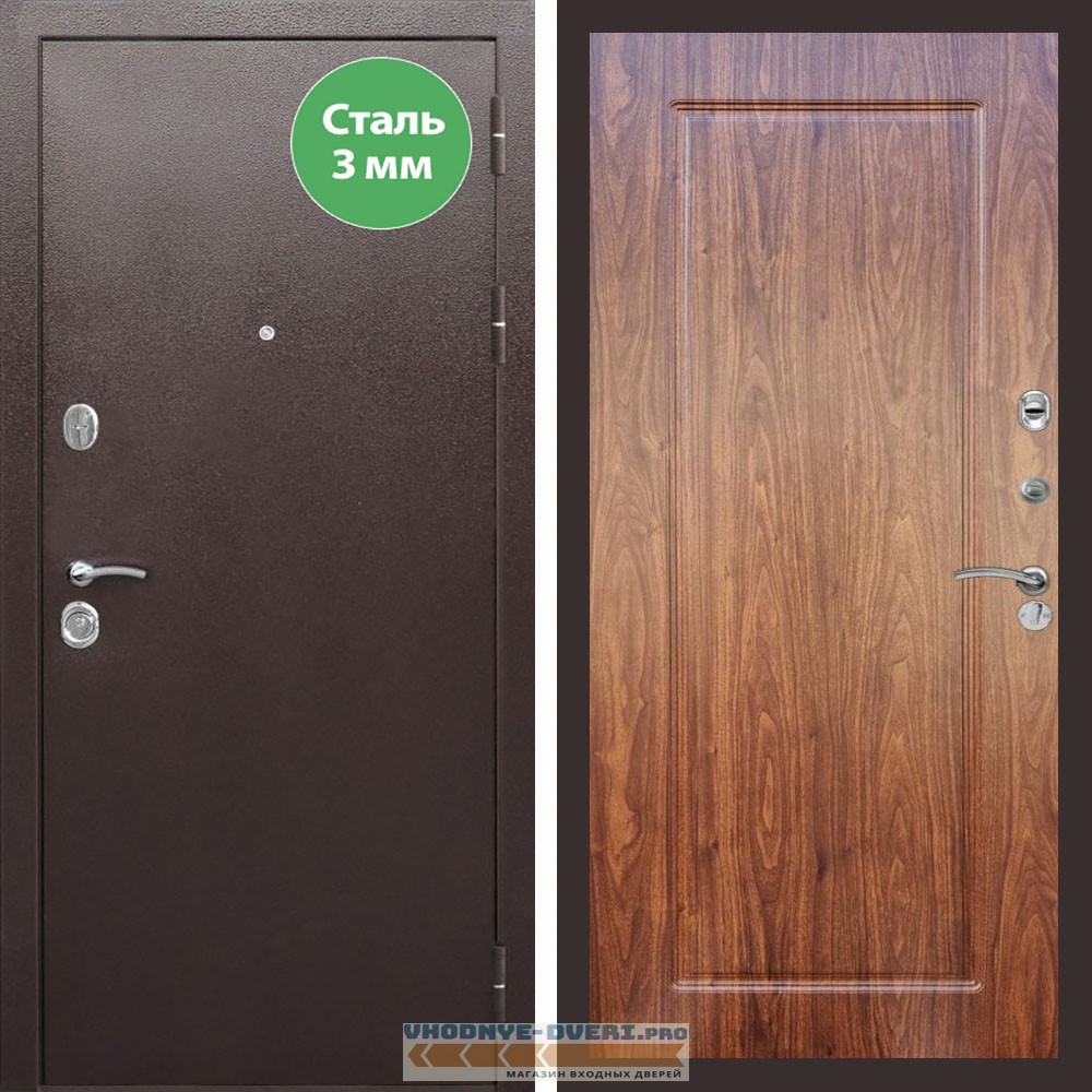 Входная дверь REX (Рекс) 5 металл 3мм медный антик ФЛ-119 Мореная береза