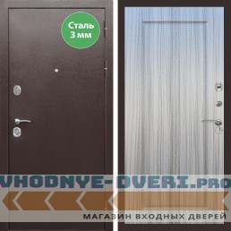 Входная дверь REX (Рекс) 5 металл 3мм медный антик ФЛ-119 Сандал серый