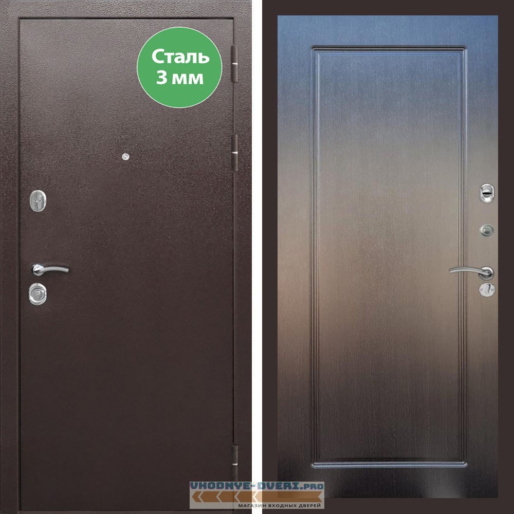 Входная дверь REX (Рекс) 5 металл 3мм медный антик ФЛ-119 Венге