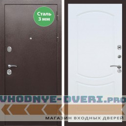 Входная дверь REX (Рекс) 5 металл 3мм медный антик ФЛ-123 Белый ясень