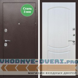 Входная дверь REX (Рекс) 5 металл 3мм медный антик ФЛ-123 Лиственница бежевая