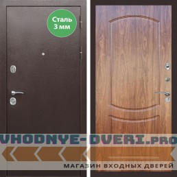 Входная дверь REX (Рекс) 5 металл 3мм медный антик ФЛ-123 Мореная береза