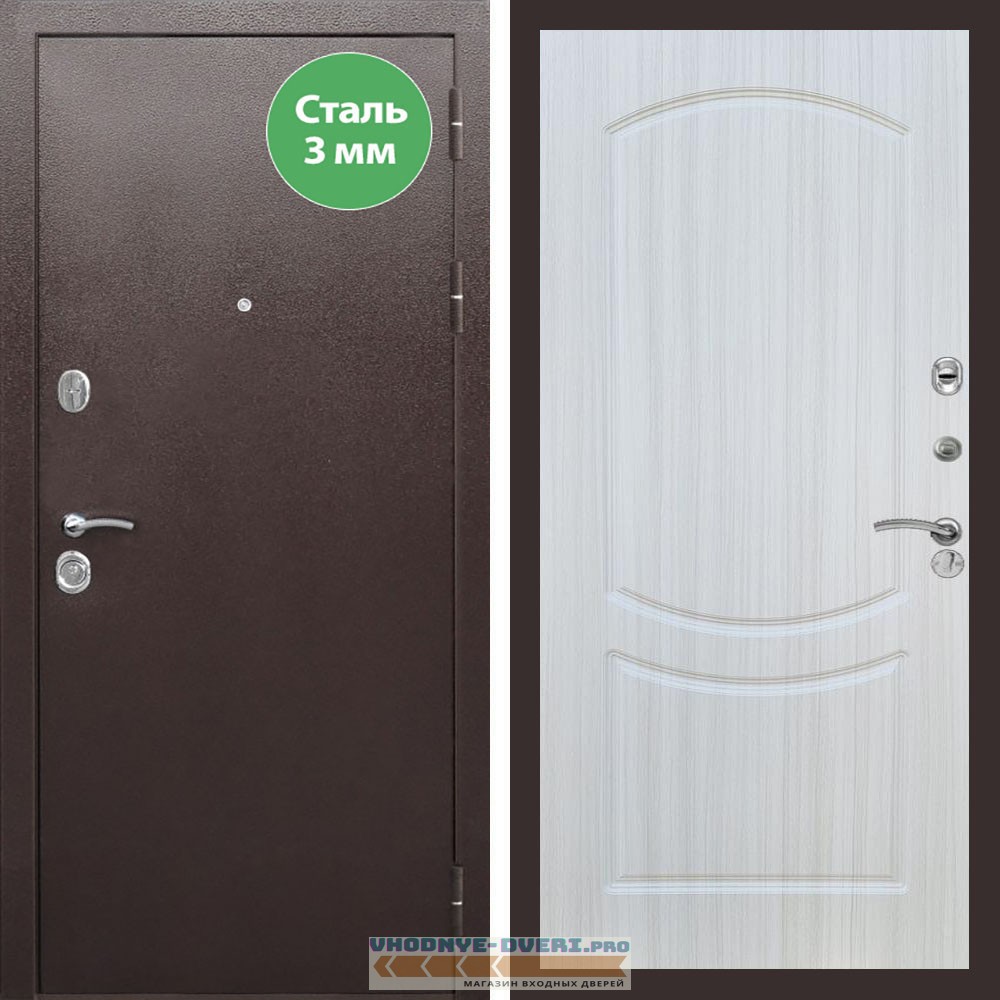 Входная дверь REX (Рекс) 5 металл 3мм медный антик ФЛ-123 Сандал светлый