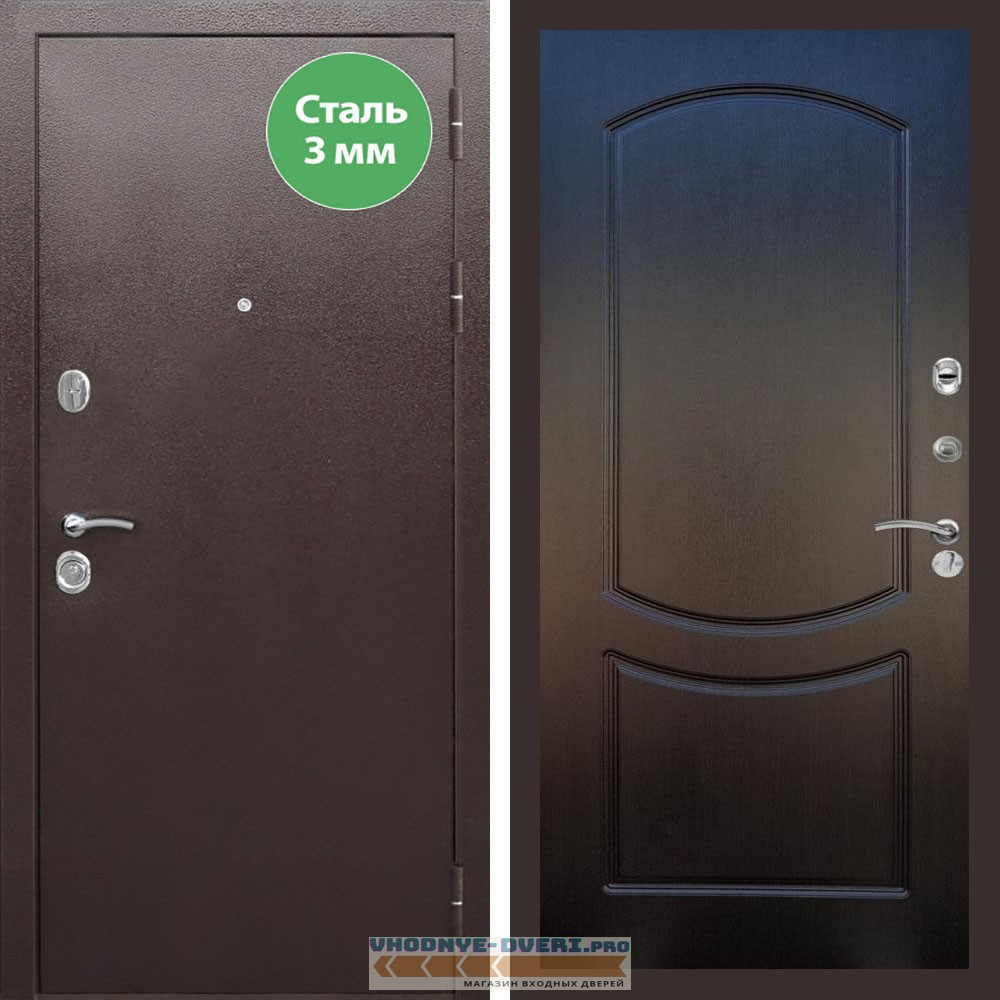 Входная дверь REX (Рекс) 5 металл 3мм медный антик ФЛ-123 Венге