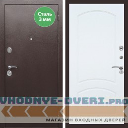 Входная дверь REX (Рекс) 5 металл 3мм медный антик ФЛ-126 Белый ясень